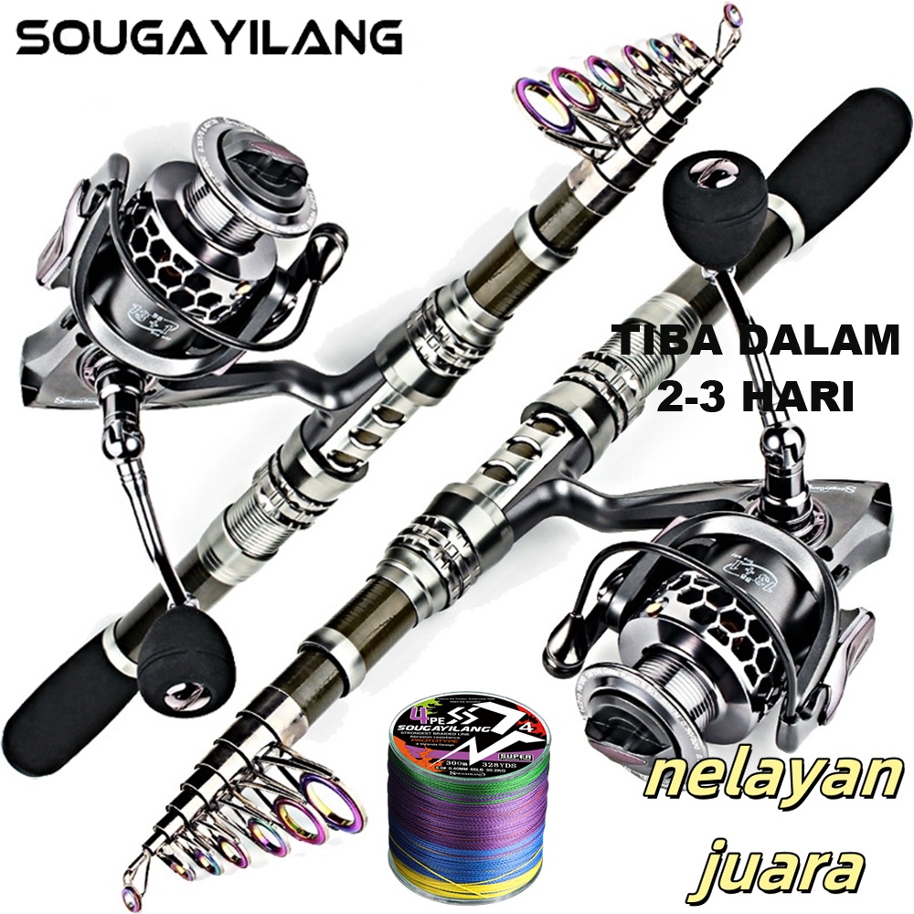 Sougayilang Carbon Fiber Fishing Combo 13+1BB 1.8-3.3M Carbon 1000-5000 Reel 5.5:1 Joran Set Lengkap Di Laut