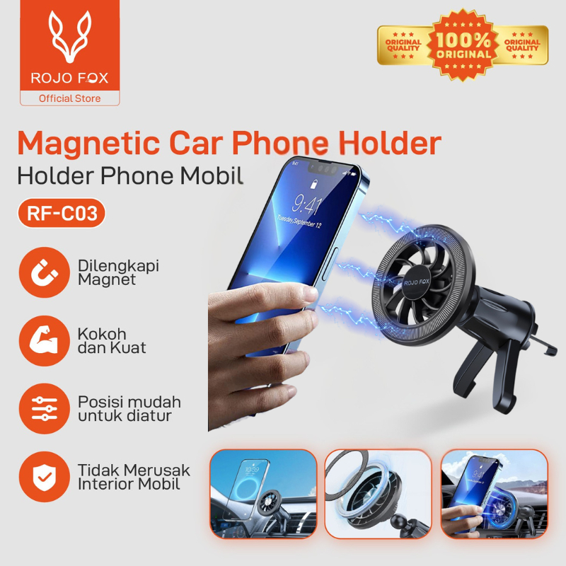 Jual ROJO FOX Car Magnetic Phone Holder Hp Mobil Air Vent Holder Magnet ...