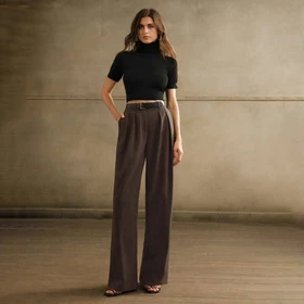 TERITORY Straight Pants High Waisted Culotte Celana Panjang Kulot Wanita Casual Formal
