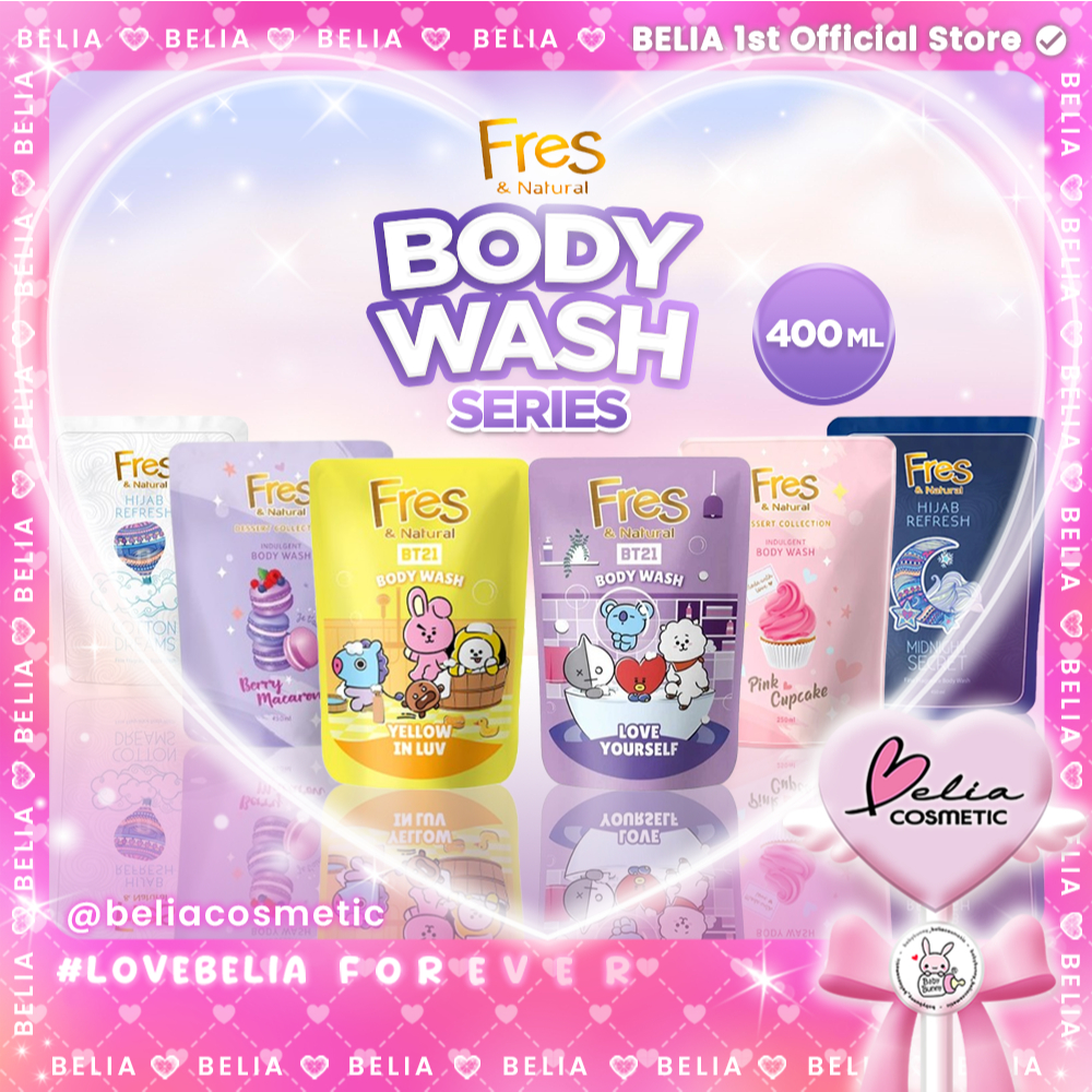 ❤ BELIA ❤ FRES & Natural Body Wash 400ml Pouch | Perfumed Body Wash | Sabun mandi Cair WINGS
