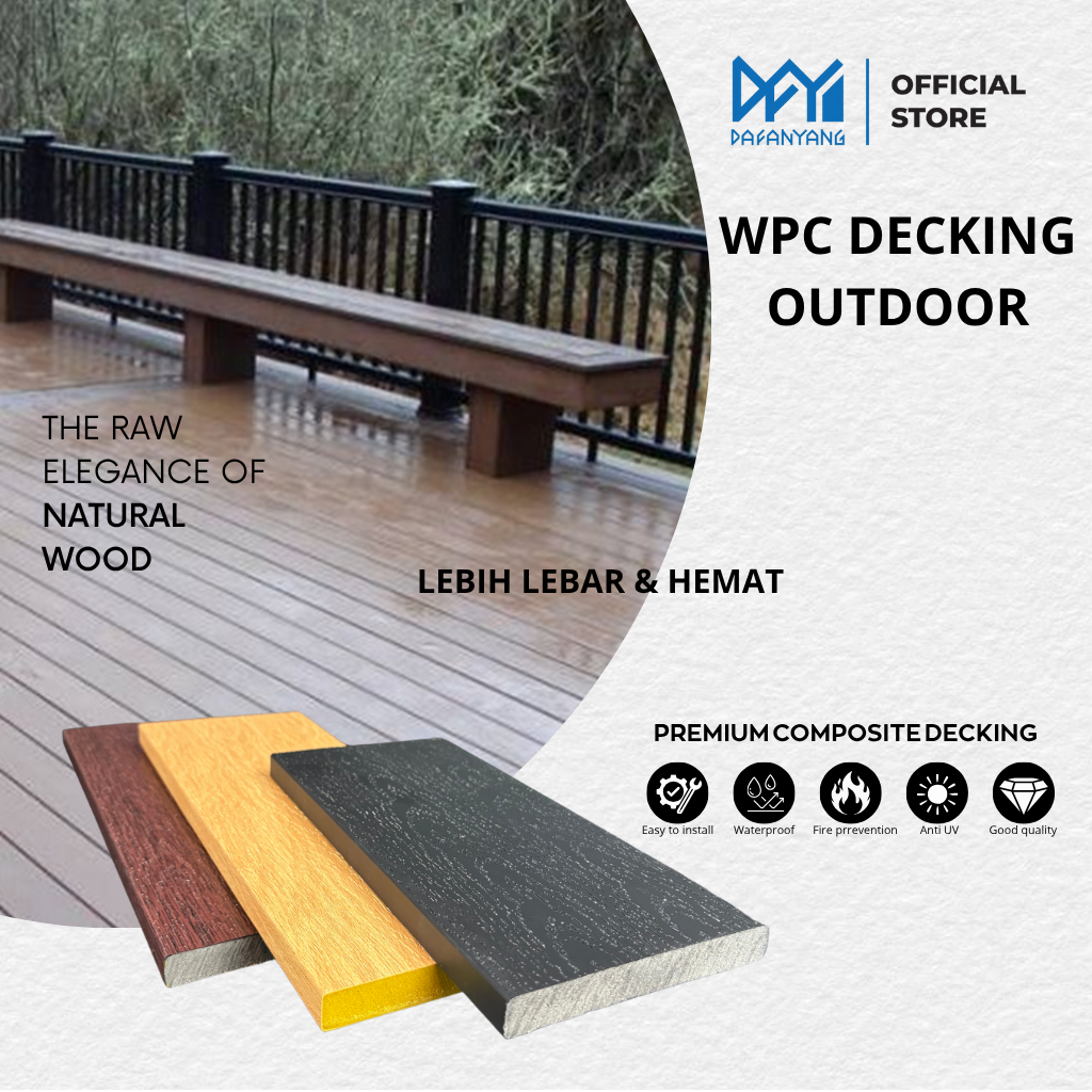 Lantai Outdoor Decking WPC Premium Tahan Air Dan Noda || Decking WPC Champion Tahan Lama Elegan Mewah Anti Slip