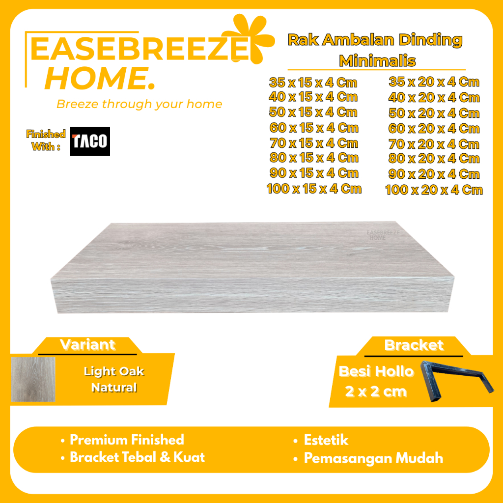 Jual Rak ambalan dinding Minimalis Coklat Kayu Oak Panjang 40/50/60/70 ...