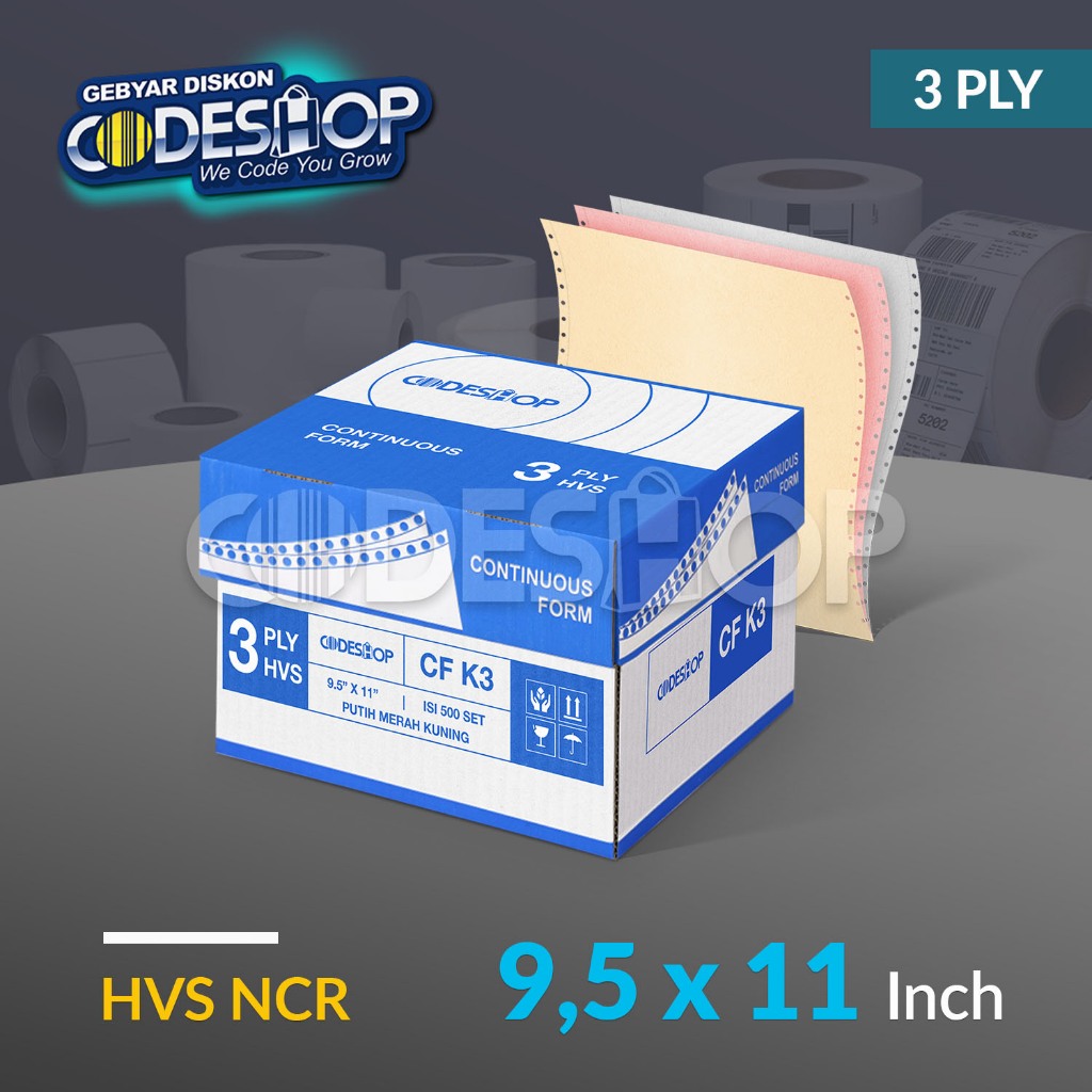 Jual Continous Form 9,5x11 Inch Codeshop A4 Kertas Slip Gaji Paper 3 ...