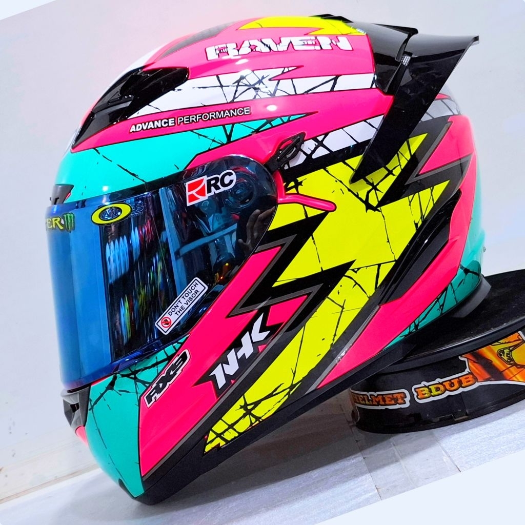 Helm full face NHK RX9 Double visor motif RAVEN PINK (PAKET GANTENG)