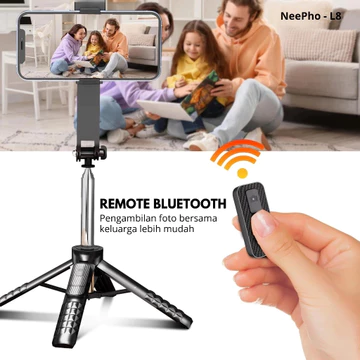 TRIPOD HandGrip NEEPHO L8S MINI Selfie Stick LED Remote Bluetooth Multifungsi For Live Streaming