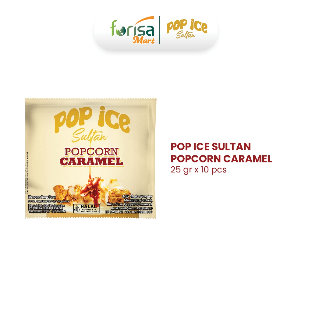 Jual Pop Ice Sultan Milk Shake Powder Rasa Popcorn Caramel | 25gr x 10 ...