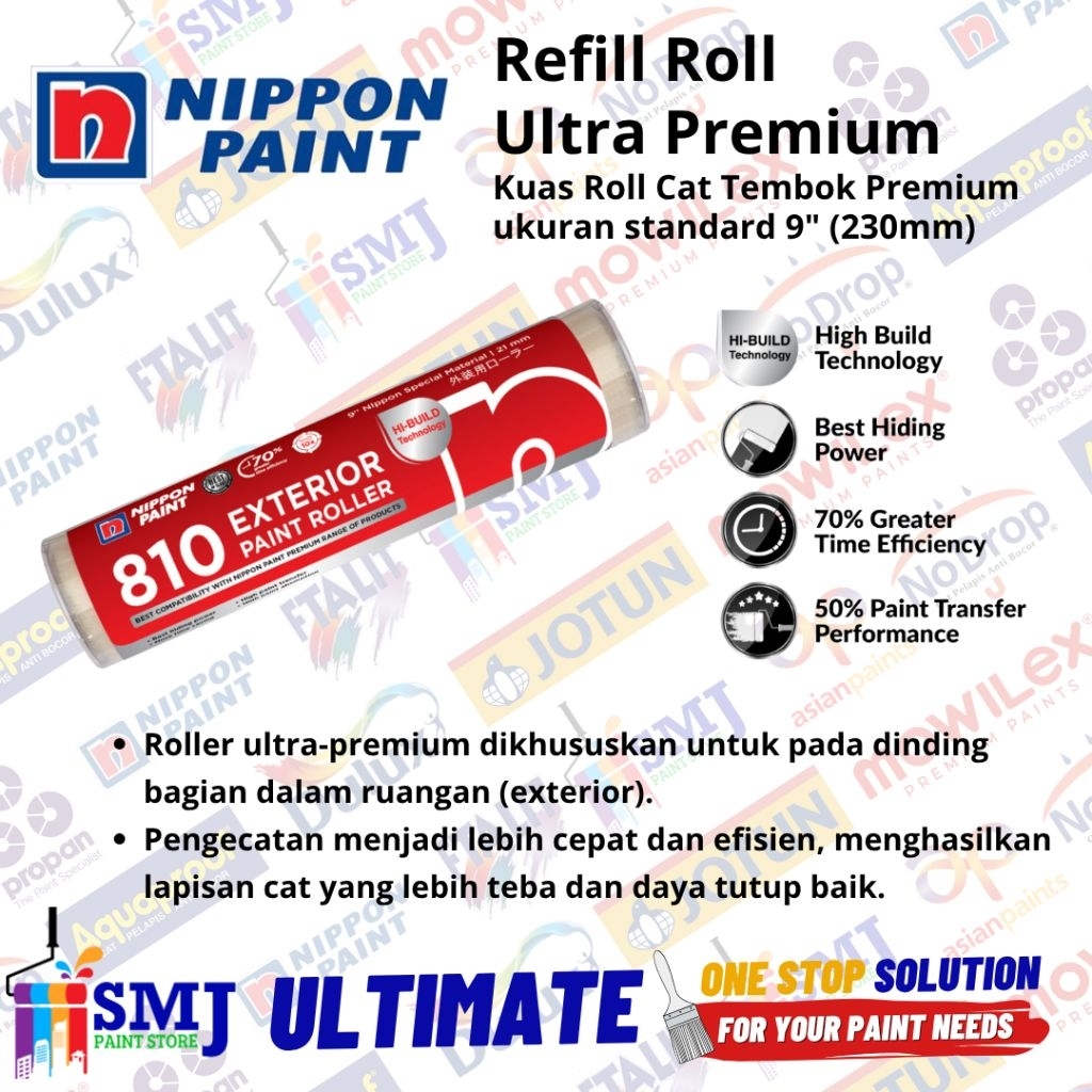 Jual Bulu Refill Roll Cat Eksterior 810 Ultra Premium NIPPON PAINT 9 ...
