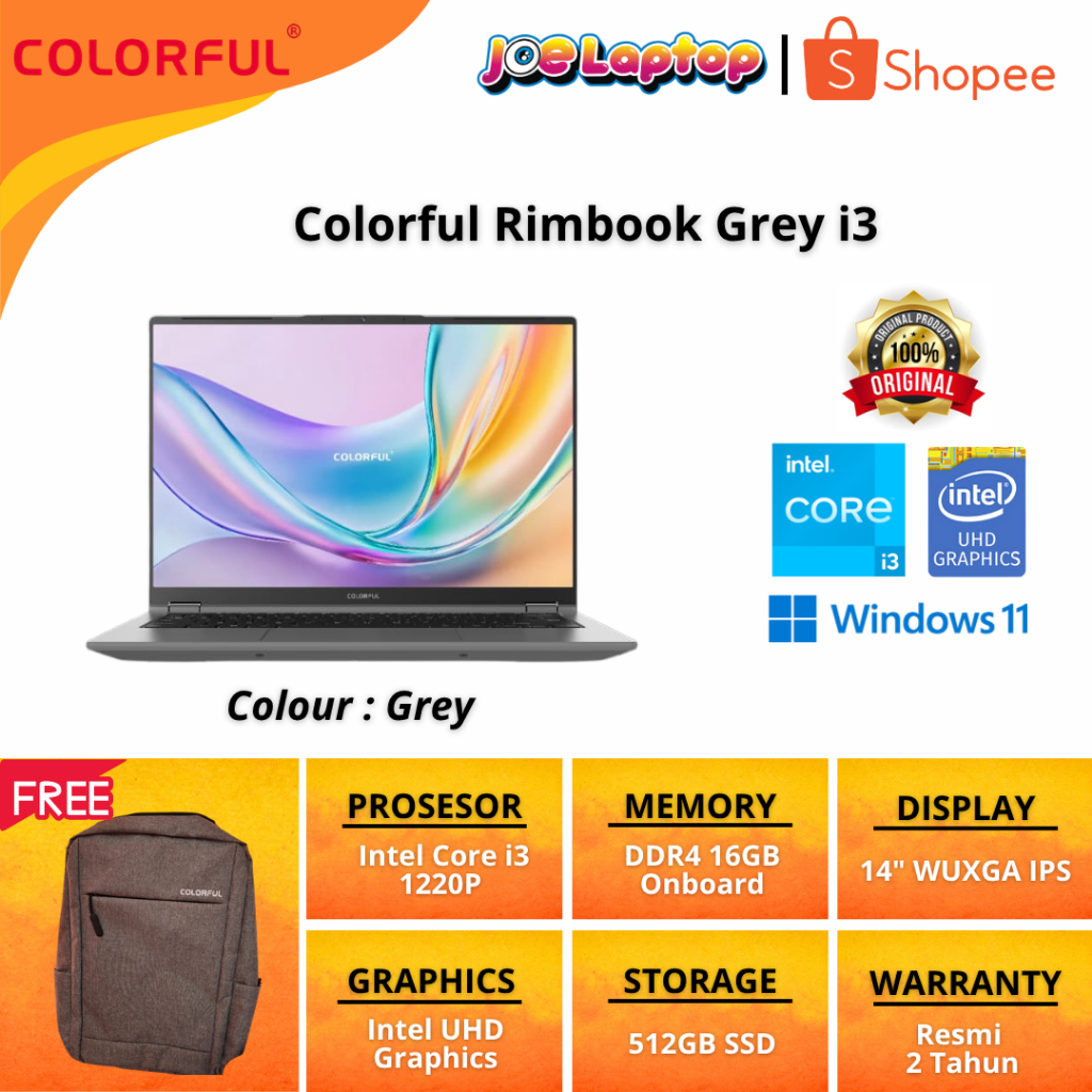 Jual Colorful Rimbook S1-CE500-G Grey i5 12450H Win11 | Shopee Indonesia