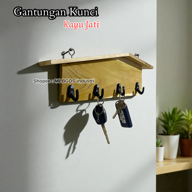 Jual Rak Gantungan Kunci Kayu Jati Minimalis Aesthetic Key Holder ...
