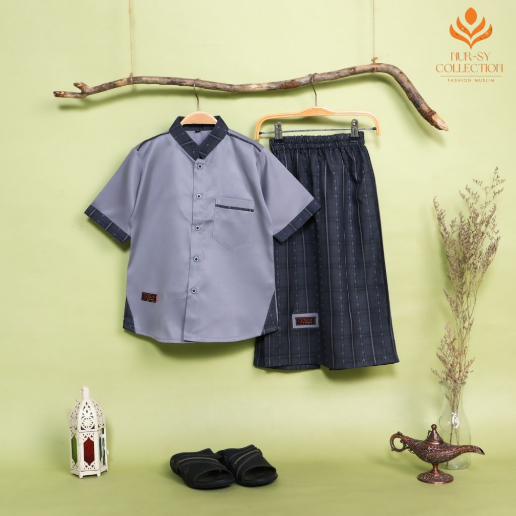 Jual setelan Koko celana sarung sarcel Azmil by:Nursy | Shopee Indonesia