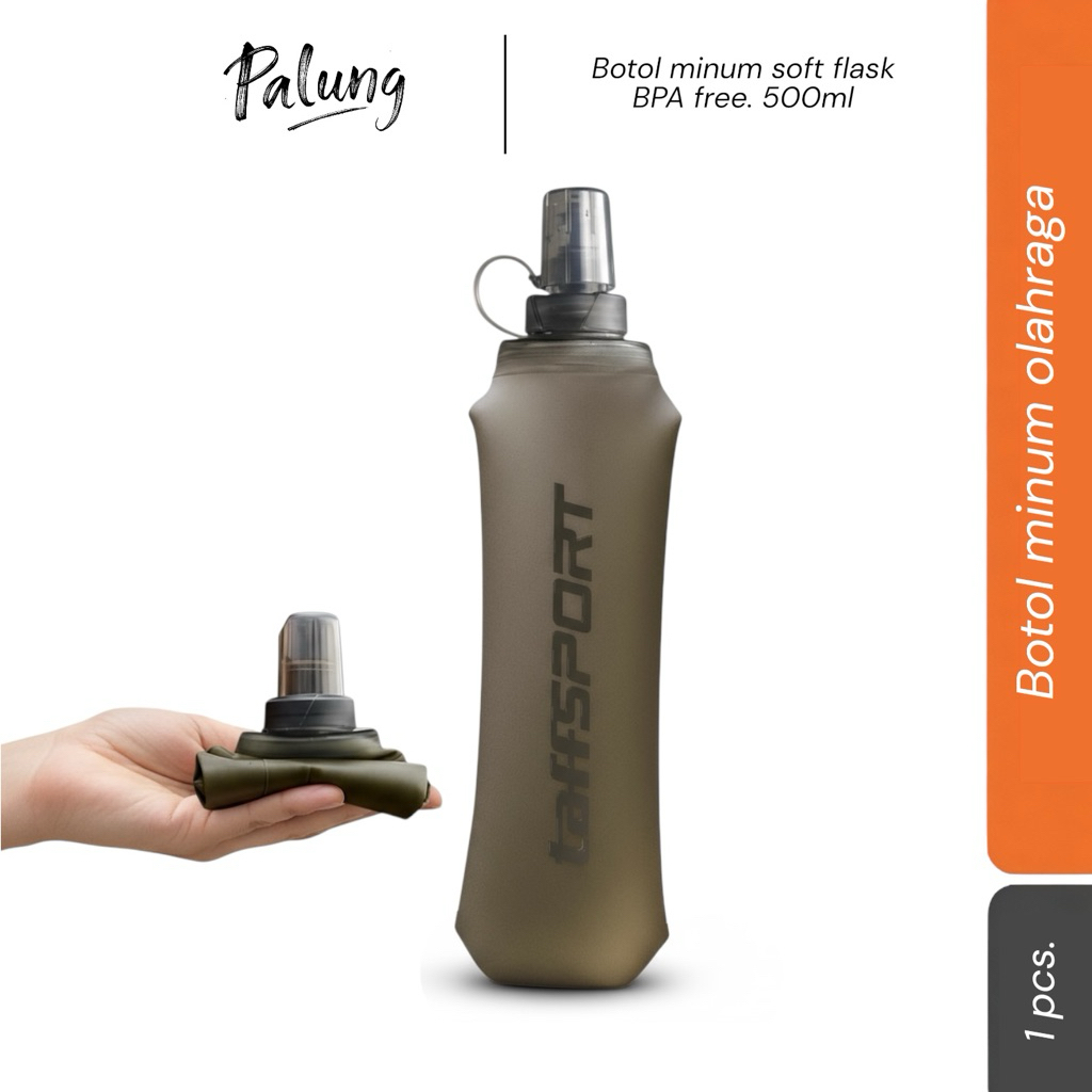 Jual Botol lipat travel 500ml soft flask botol minum taffsport - grey ...