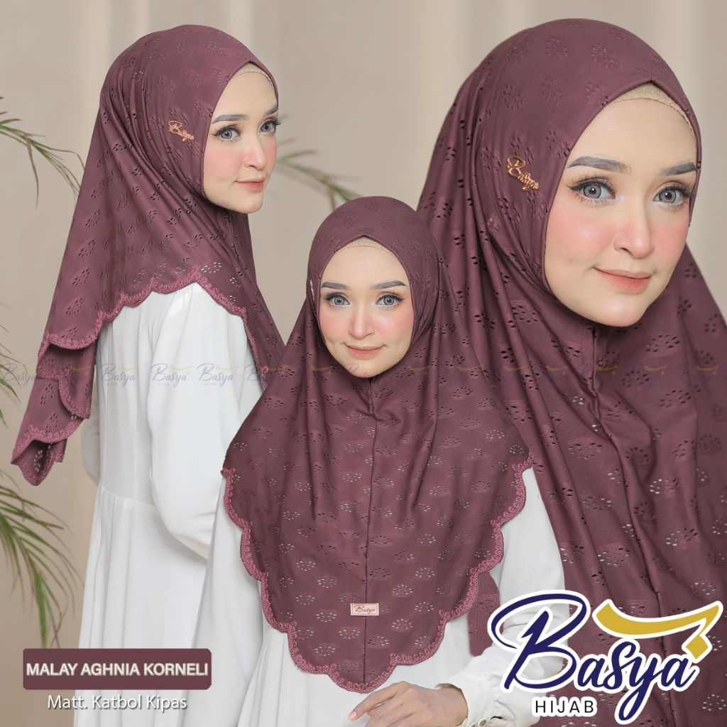 (BASYA) AGHNIA MALAY KIPAS KORNELI •hijab instan malay katbol•jersey katbol•jilbab bolong•kerudung bergo non pet•hijab daily•lasercut bordir•