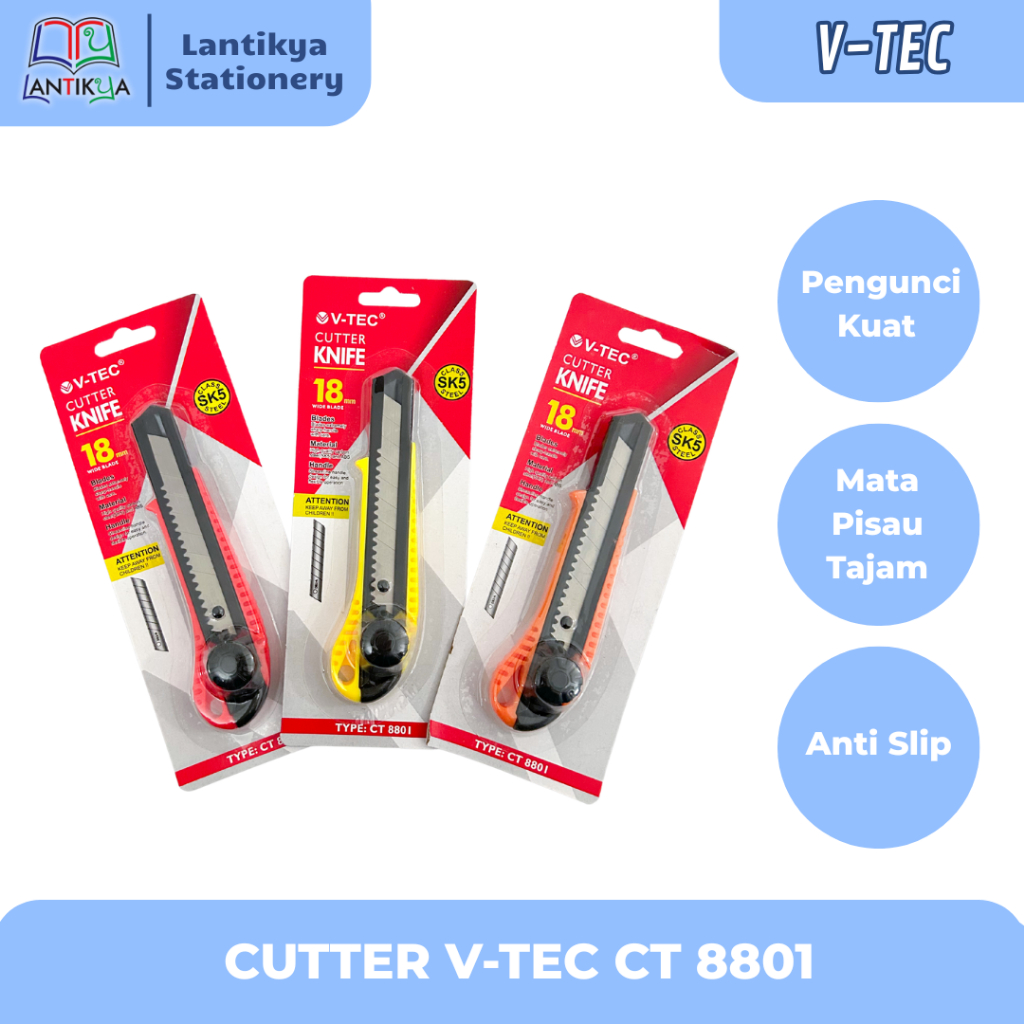 Jual V-TEC Cutter Knife CT 8801 Besar/ Pisau Pemotong Besar /Pengunci ...