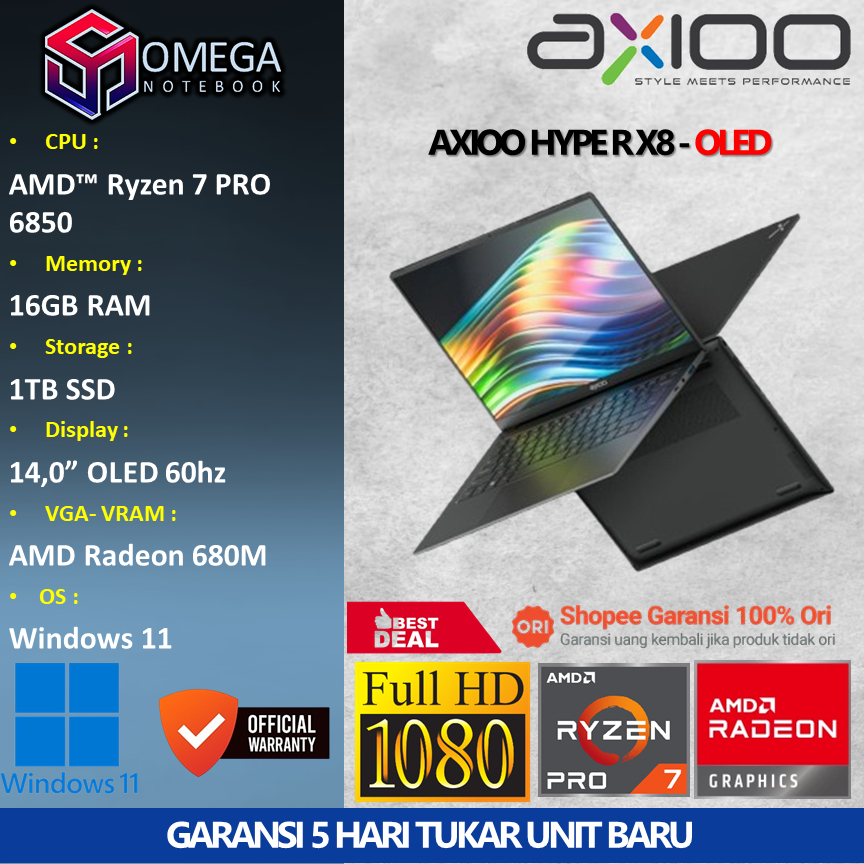 Jual AXIOO HYPE R X8 OLED Ryzen 7 PRO 6850U 16GB 1TB SSD 630M 14,0 OLED ...
