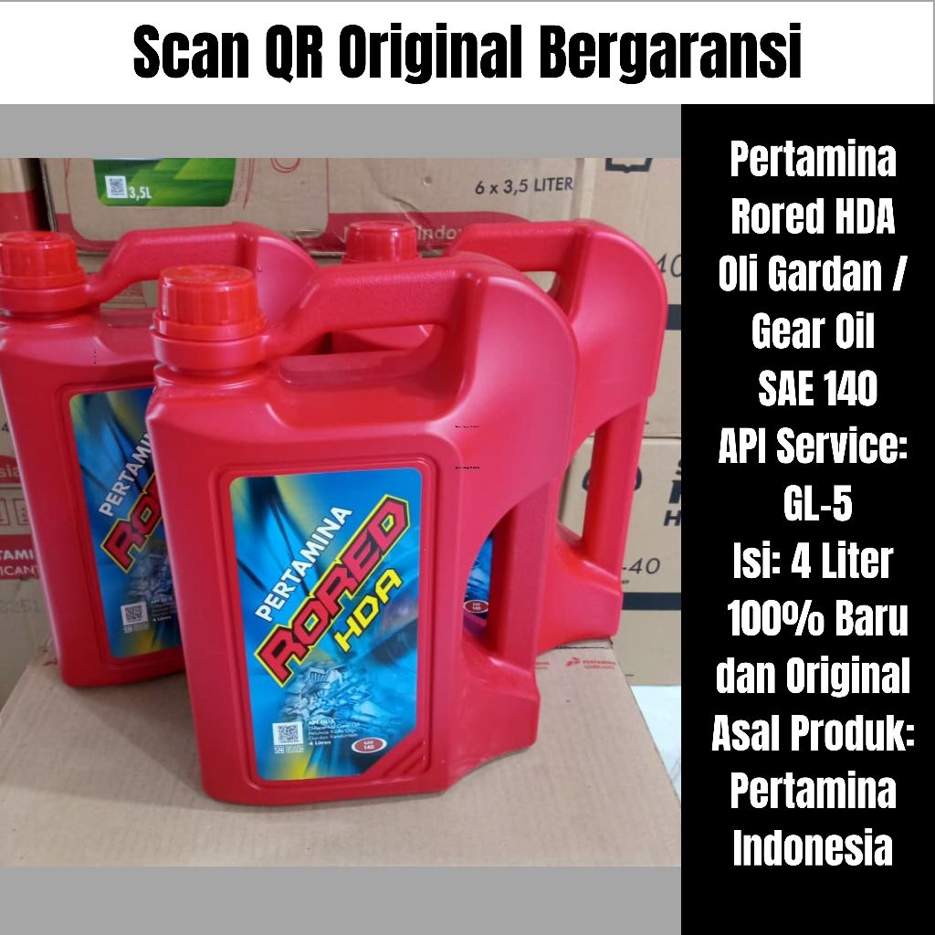Jual Oli transmisi/ Oli Gear/ Oli Garda, Pertamina Rored HDA SAE 140 4L ...