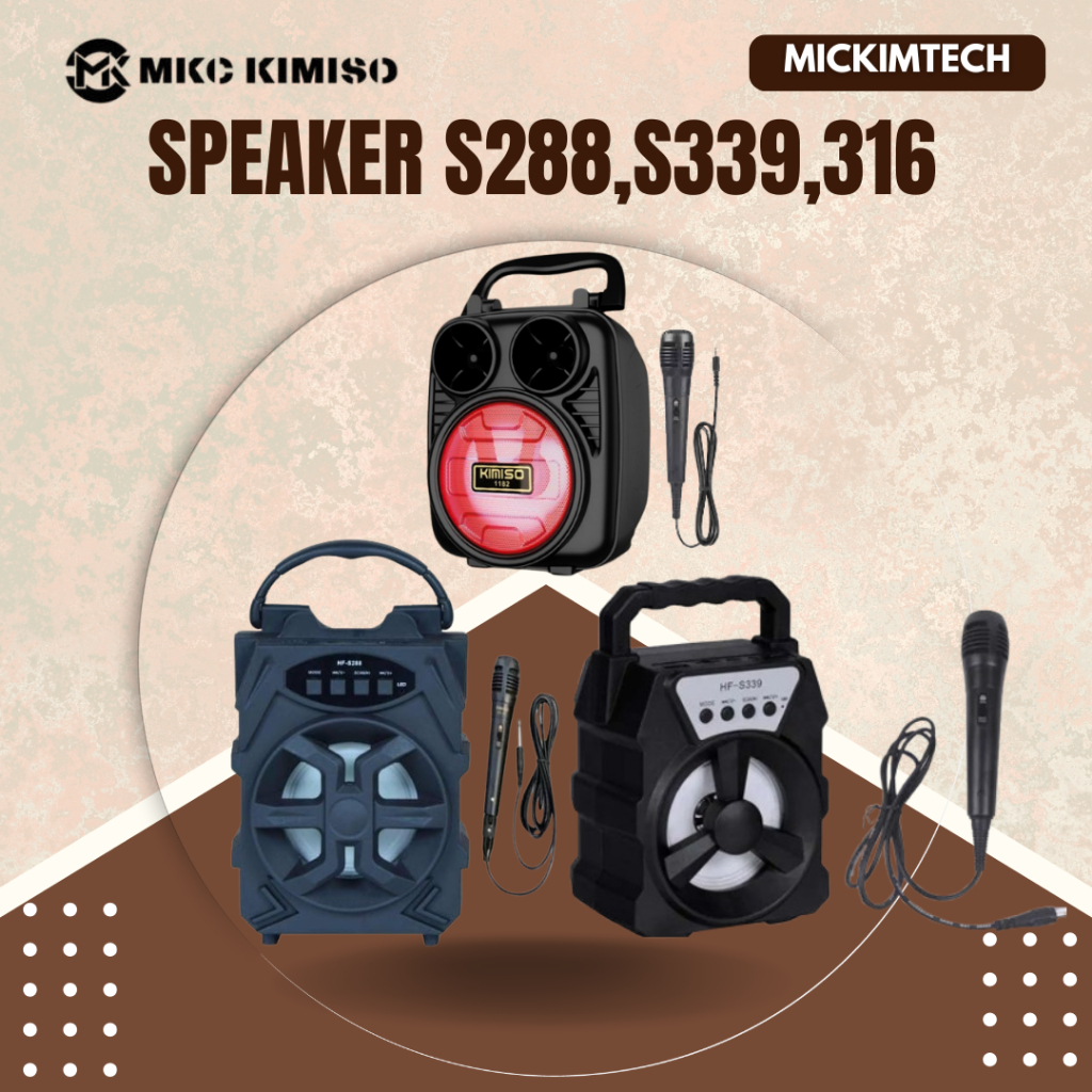S-288 Speaker Bluetooth 3 inch Portable Karaoke Mic Kabel