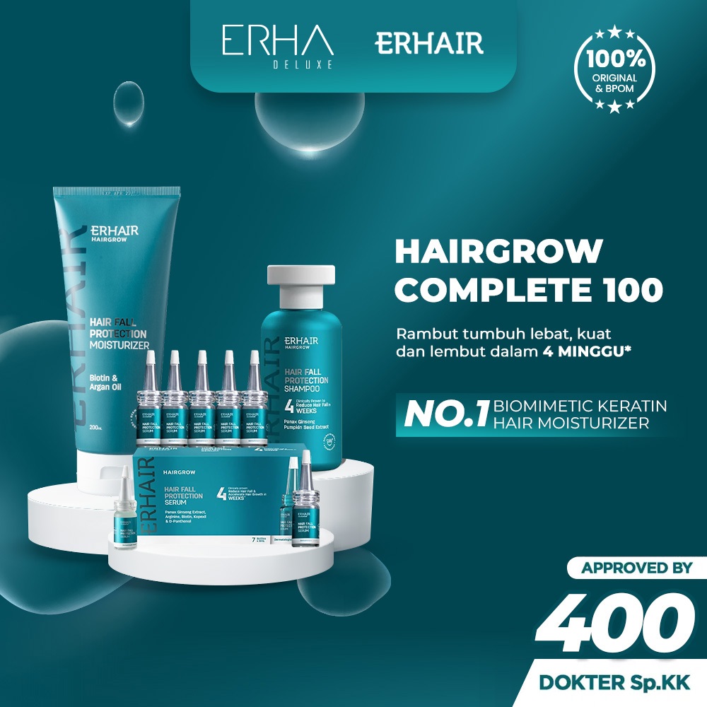 Jual ERHA ERHAIR Hairgrow Shampoo + Moisturizer + Serum - Paket ...