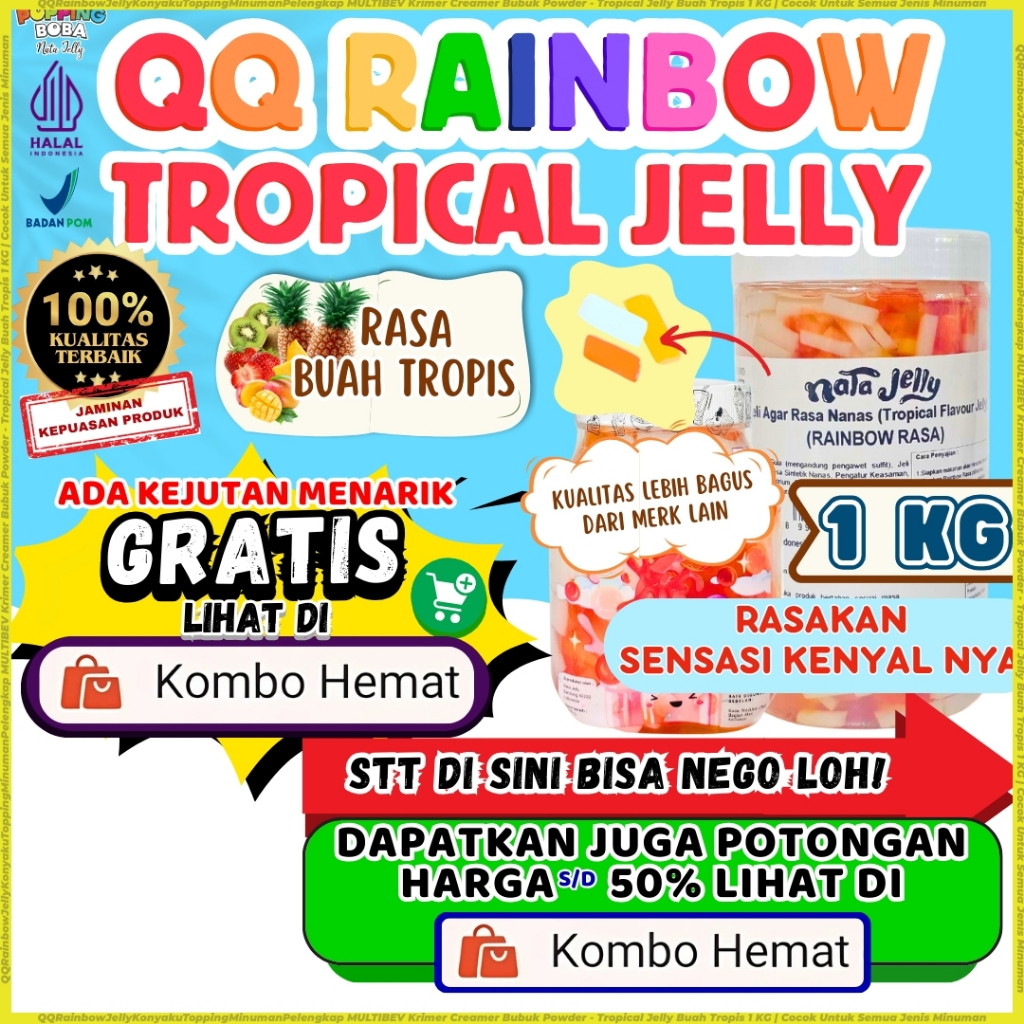 Jual QQRainbowJellyKonyakuToppingMinumanPelengkap MULTIBEV Krimer ...