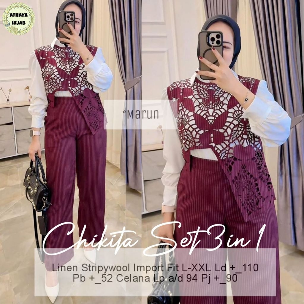 Jual CHIKITA SET 3IN1 BY ATHAYA ORIGINAL SETELAN WANITA MODEL TERBARU ...