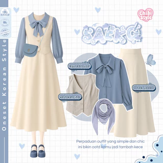 Saeko Hijab Outfit Bella Square Vest Blouse Rok