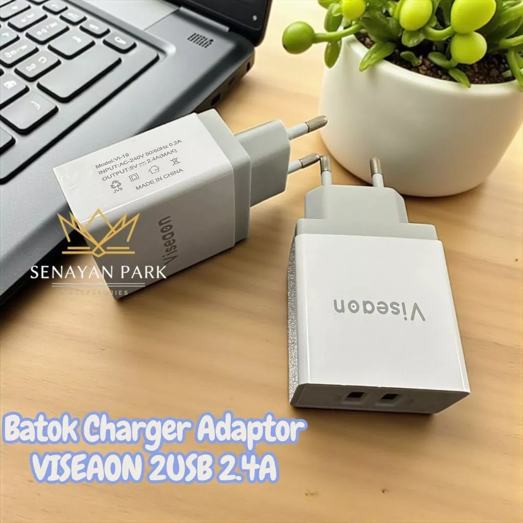 Jual Batok Charger Adapter VISEAON 2.4A 2Usb Kepala Casan 2USB 2.4A ...