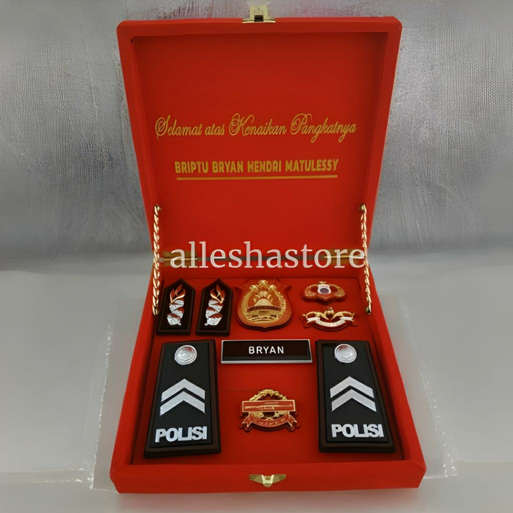 Jual pangkat PDH Briptu sepaket custom set box | Shopee Indonesia