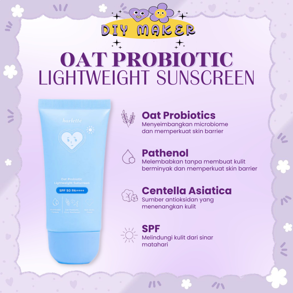 Jual DM Oat Probiotic Lightweight Sunscreen SPF 50 PA++++ Sensitive ...