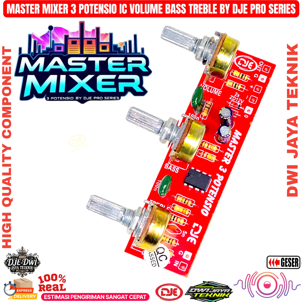 Jual Kit Master Mixer 3 Potensio IC DJE PRO SERIES VOLUME BASS TREBLE ...