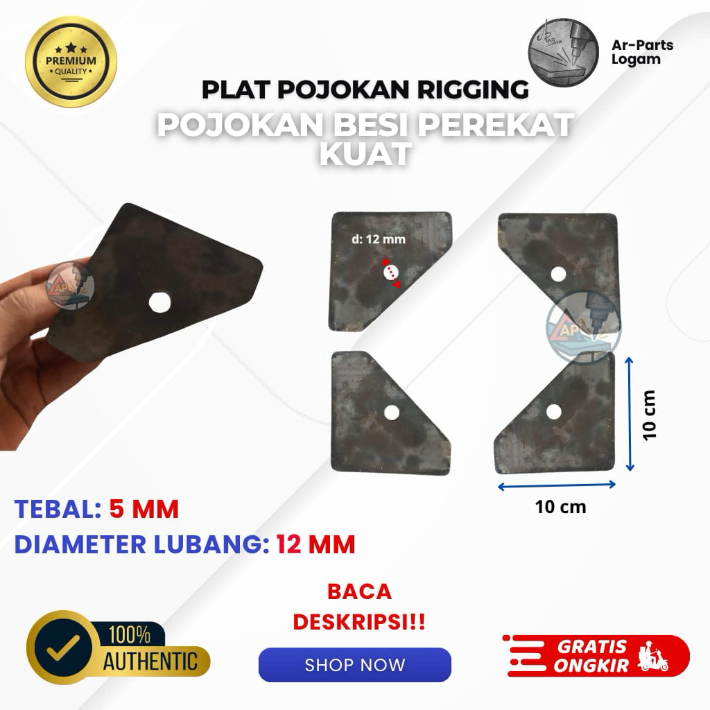 Jual Plat Pojokan Besi Rigging Kuat Tebal 5mm Lubang 12mm – Dudukan ...