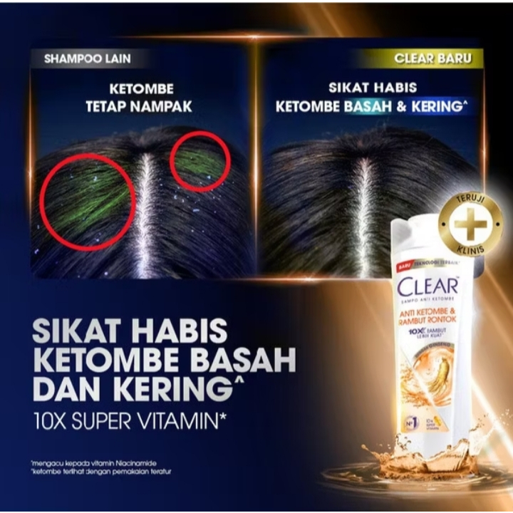 Jual Clear Shampo Anti Ketombe dan Rambut Rontok 10x Rambut lebih Kuat ...