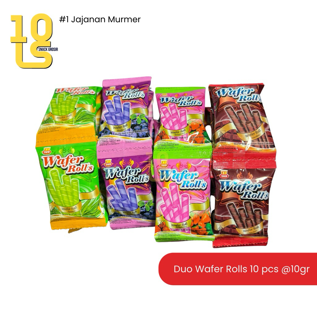 Jual Duo Wafer Rolls Rasa Cokelat, Pandan, Stroberi, Vanilla, Blueberi ...