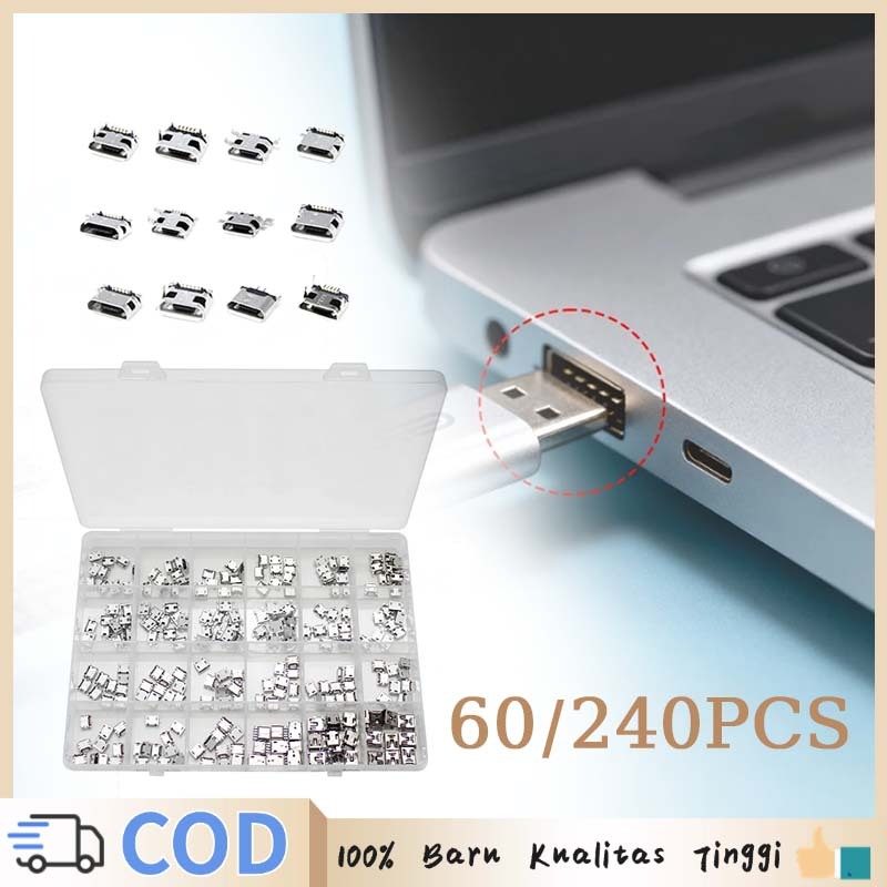 Jual 60/240pcs Socket Usb Socket Konektor 5 Pin Soket Micro Usb Socket ...