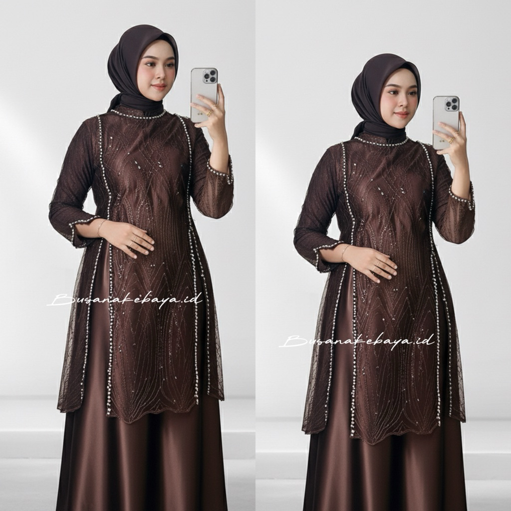 Inspirasi Tampil Anggun dengan Gamis Brukat Belah Kiri Kanan untuk Pesta Kekinian