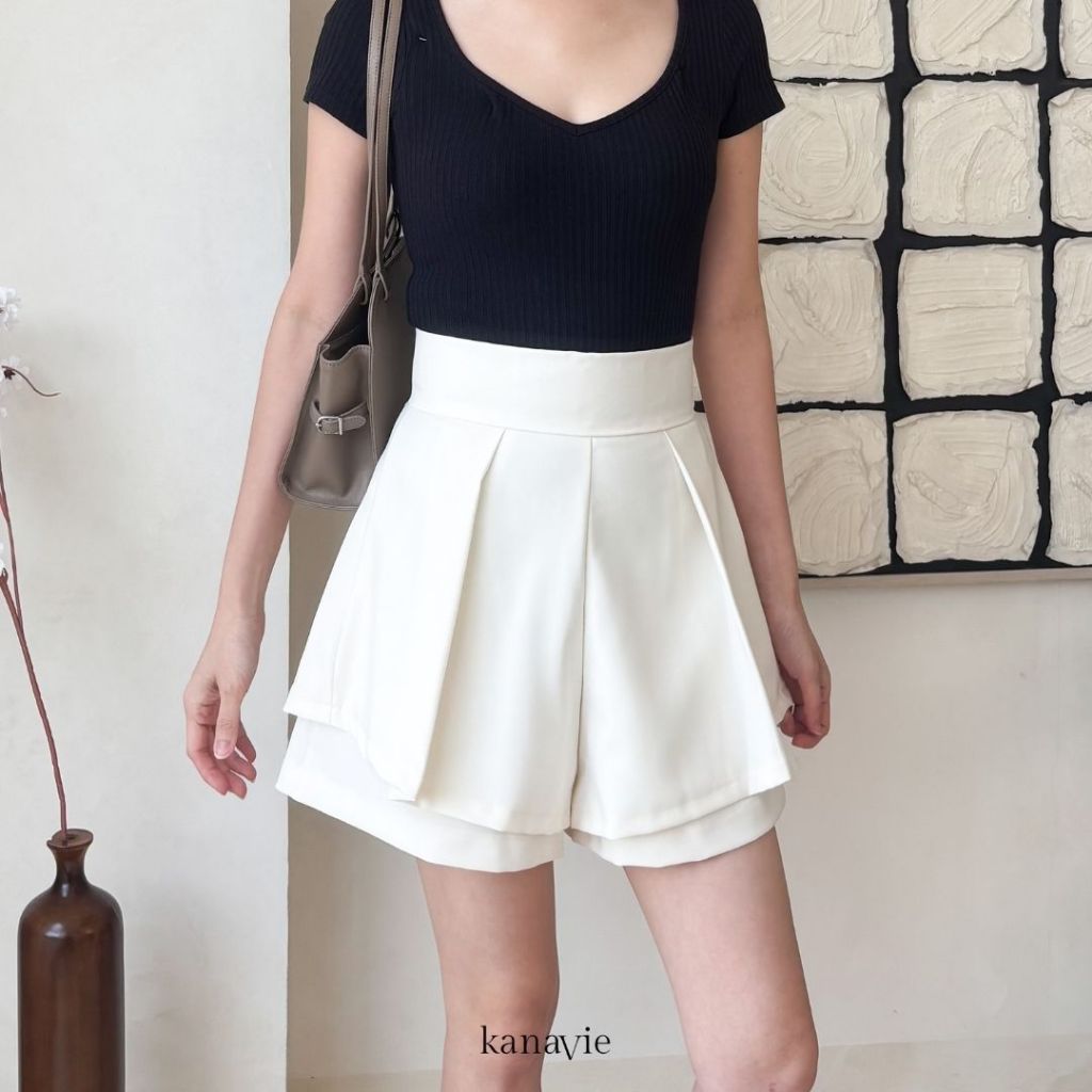 [KANAVIE] Kylie Short Pants Double Layer Highwaist Celana Pendek Wanita 2 Lapis Korean Style