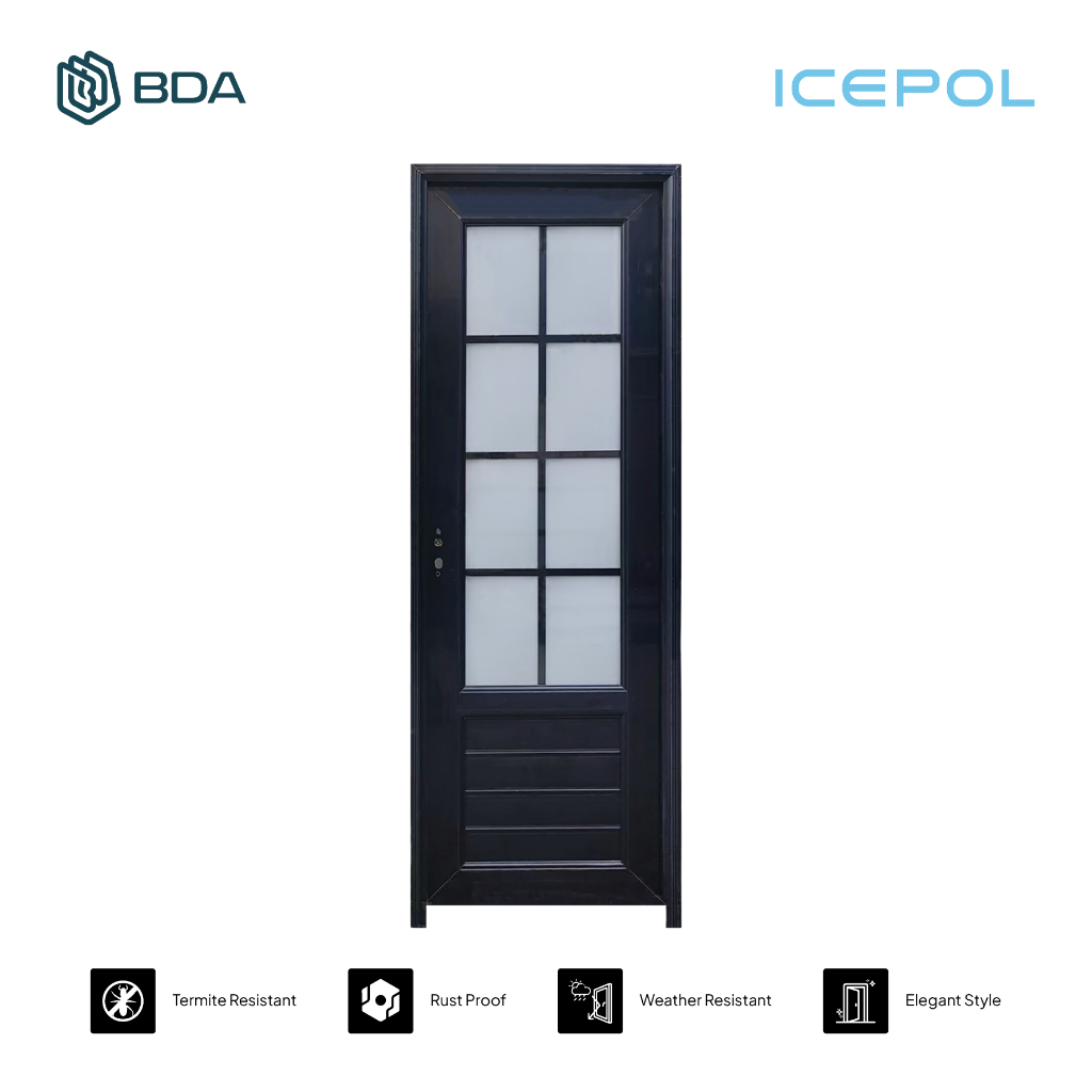 Icepol Pintu Kamar Mandi UPVC 70x200 Full Set Kusen Handle Tahan Air IC 009AB 009 009JKN 009FD