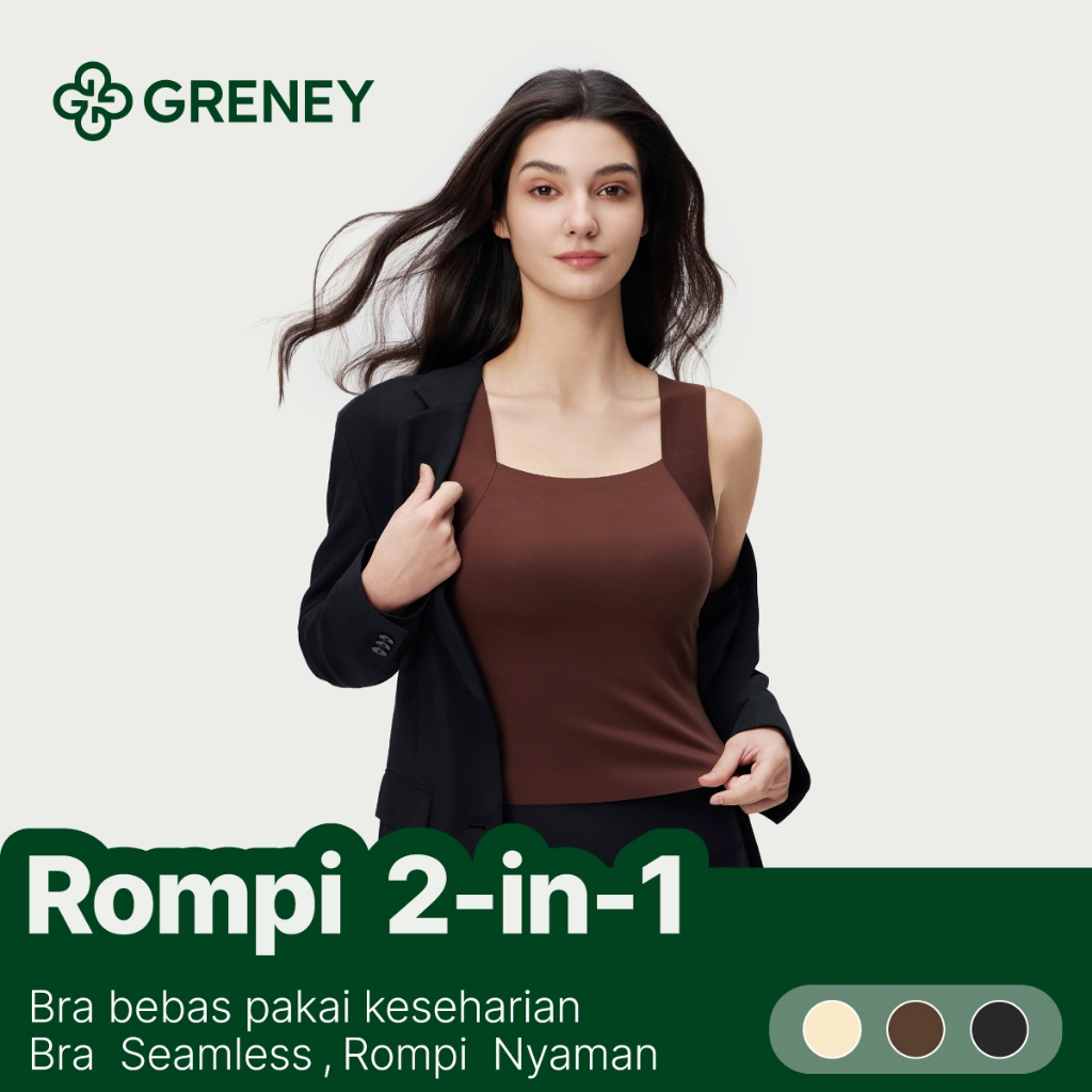 GRENEY-Black Tank Top Wanita Dengan Cup Bra Empuk Cup Selembut senyaman Wanita Antibakteri Bra Rompi Seamless Tanpa Jejak 0-sense Bra Rompi Panjang Leher Bulat Pakaian Dalam Push Up Bra Wanita Sport Tanpa Kawat Busa Big Size-89911