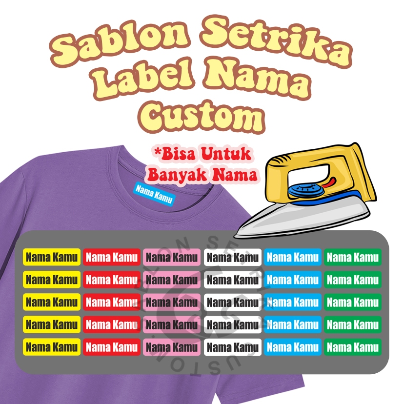 Jual Sticker Nama Label Printing Untuk di Kain / Sablon Setrika Custom ...