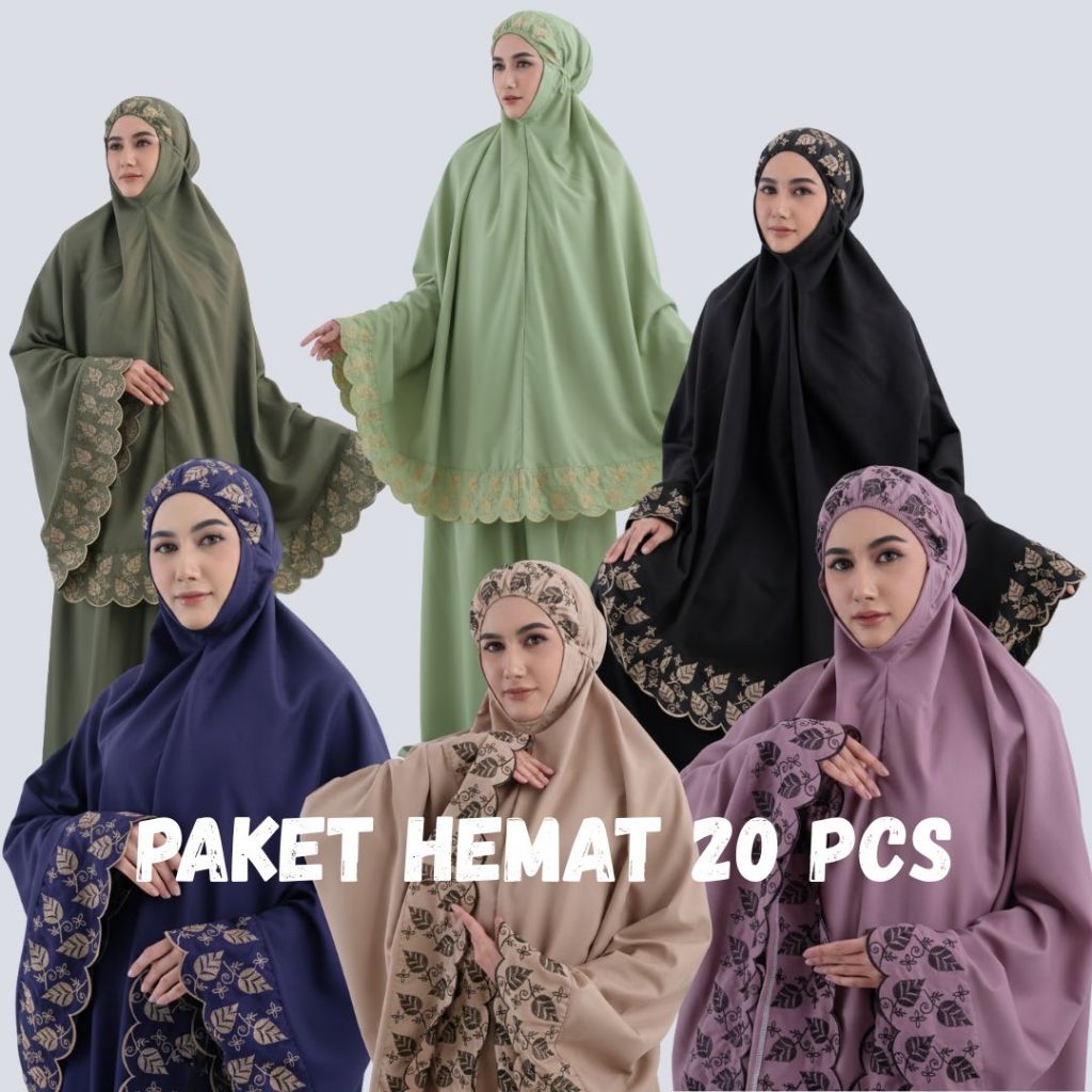 PAKET HEMAT 20 PCS Mukena Dewasa Khadijah Daun Jumbo Katun Premium