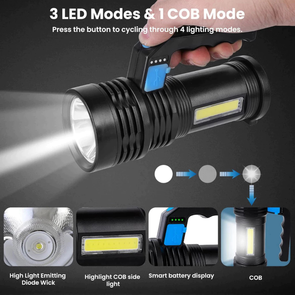 Jual Senter Lampu LED Flashlight 4 MODE RECHARGER Waterproof USB 10 W ...