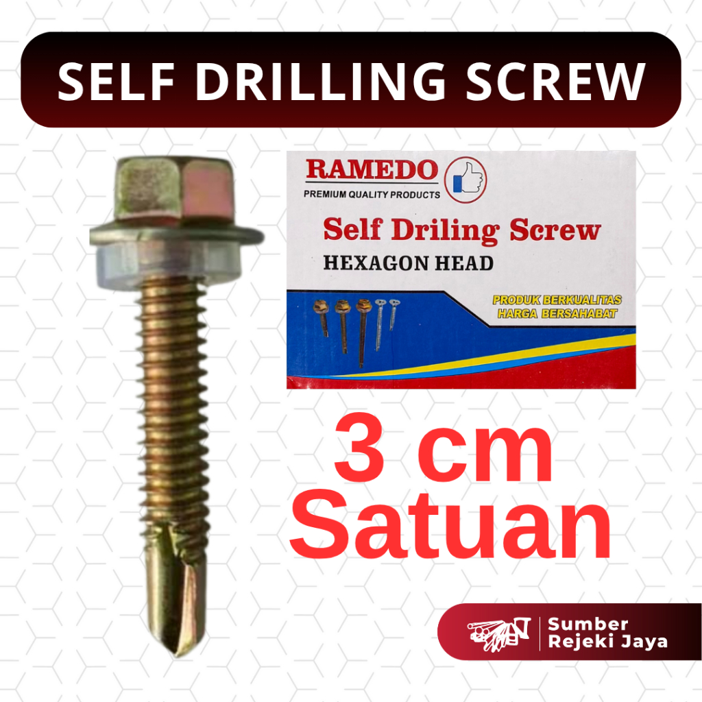 Self Drilling Screw / Skrup Drilling 12 x 30 | 3cm | satuan | RAMEDO