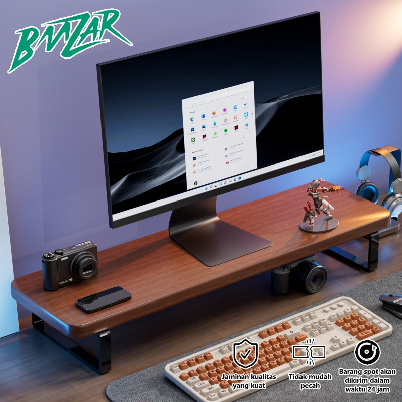 Jual BMZAR Rak Monitor Komputer Desktop Kayu Stand Monitor Organizer ...