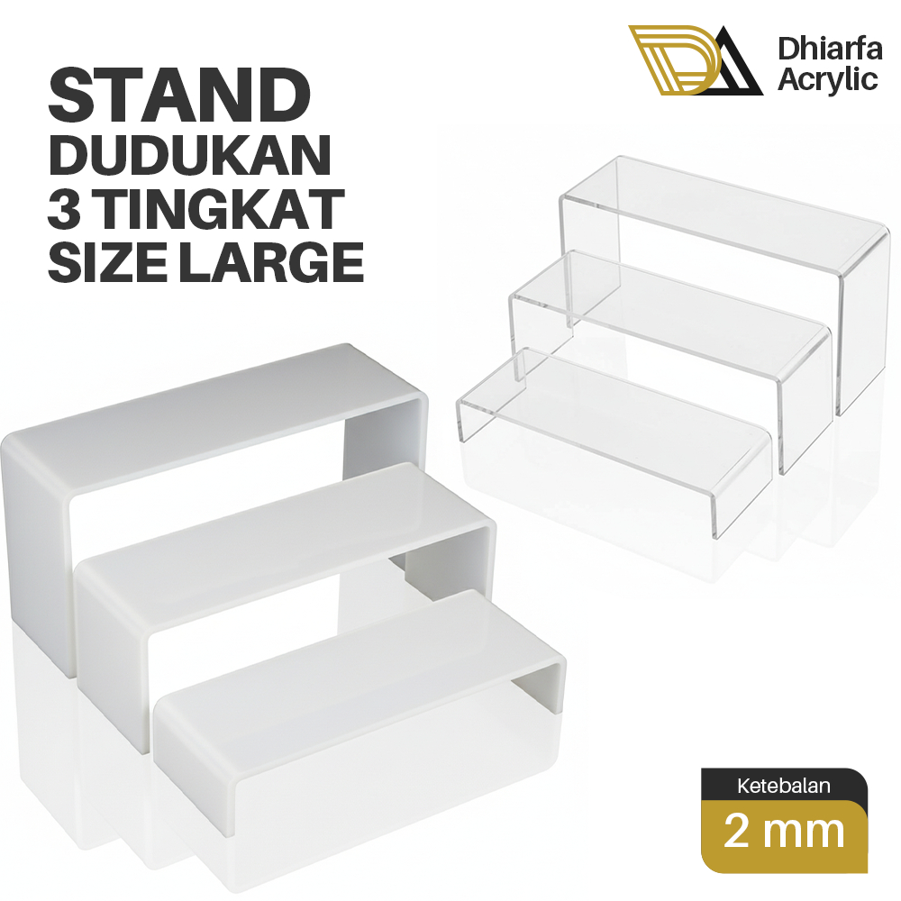 Jual Rak Stand Akrilik 3 Susun Tangga Display Rak Pajangan Kosmetik ...