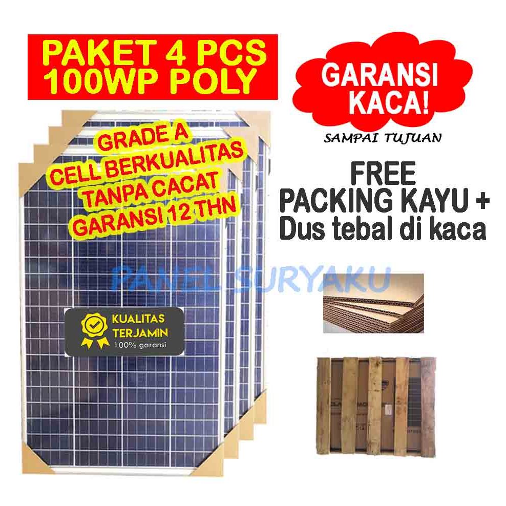Jual Paket 4pcs Solar Panel Surya 100wp Poly Solar Cell 100wp Poly FREE ...