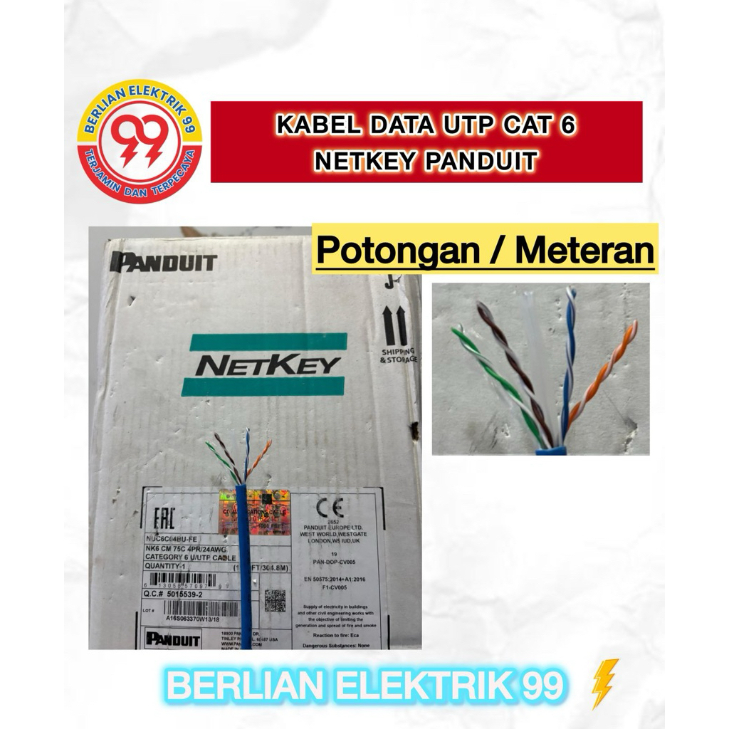 Jual Kabel LAN UTP Panduit cat 6 NETKEY Meteran/potongan | Shopee Indonesia
