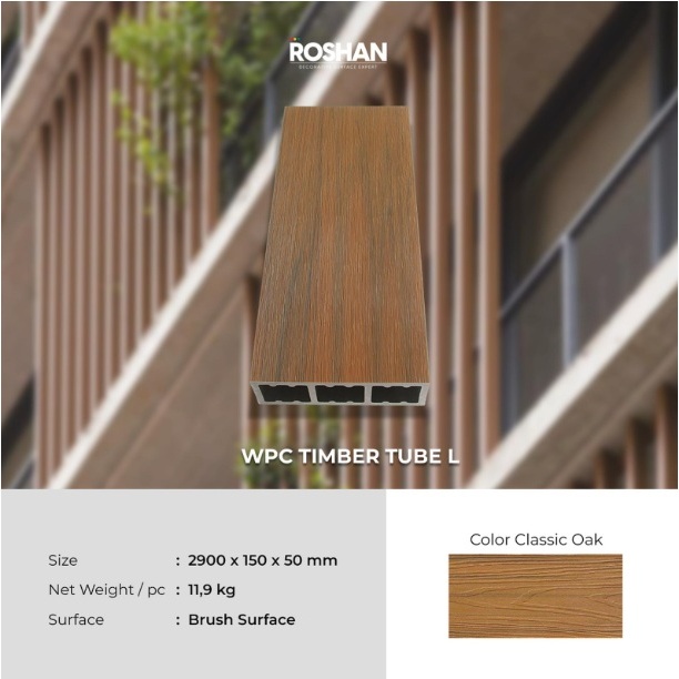 Jual ROSHAN WPC TIMBER TUBE L ukuran 50x150 mm / WALL CLADDING OUTDOOR ...