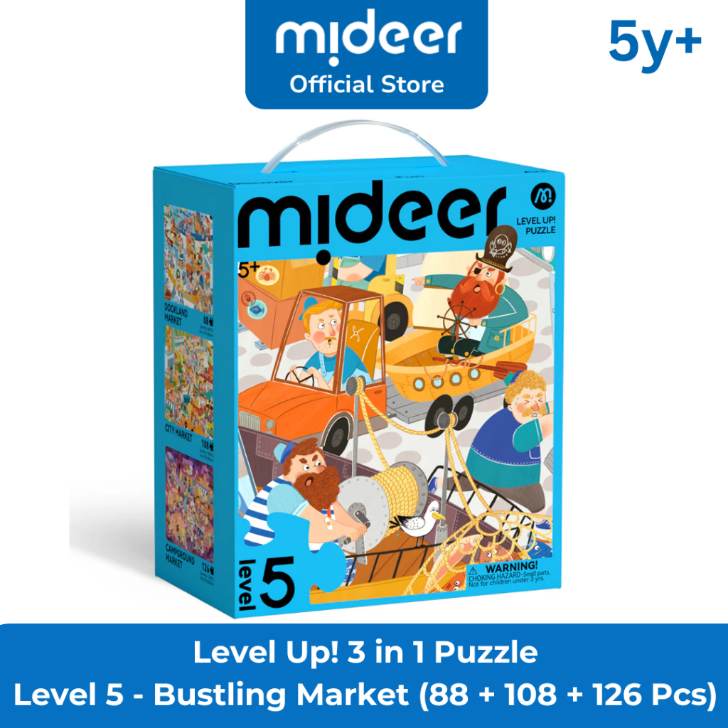 Jual Mideer Level Up! 3 in 1 Puzzle Level 5 Bustling Market New ...