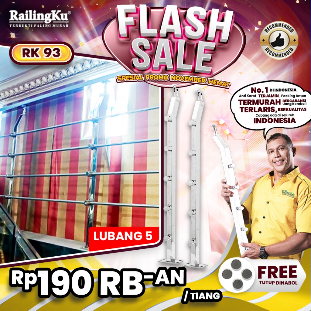 Jual Railing Tangga Kaca Public Area Tiang Railingku [FLASH SALE] RK 93 ...