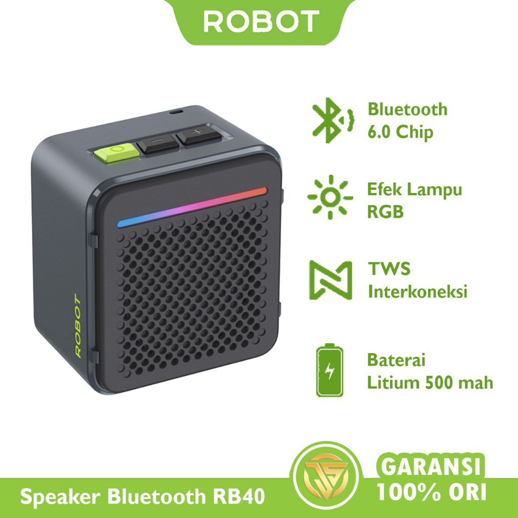 Jual Robot RB40 Bluetooth 6.0 RGB Speaker 5W TWS Interkoneksi 500 Mah ...
