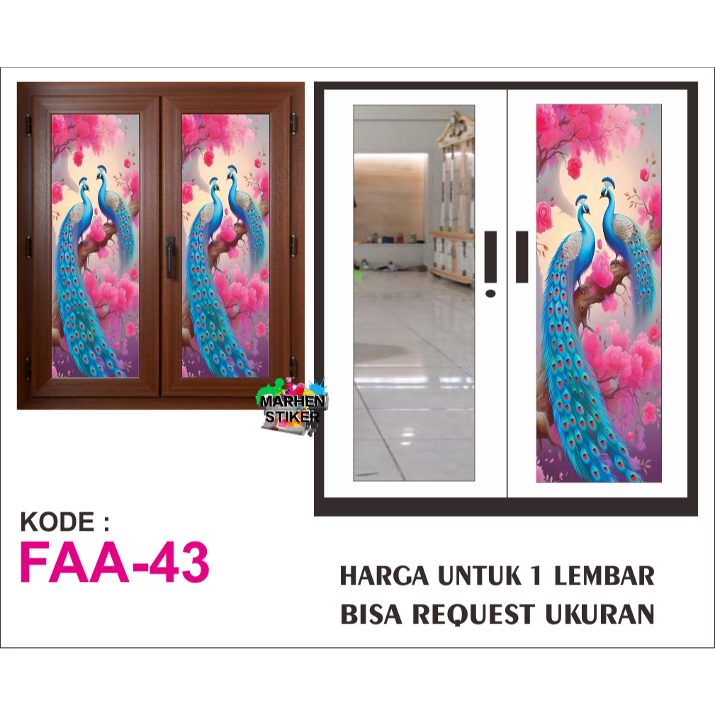 Jual Stiker kaca jendela motif merak bahan vinil anti air bisa dipasang ...