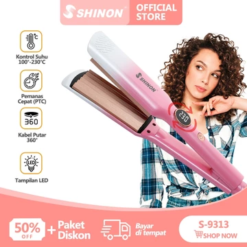 SHINON SH 9149 2 In 1 Catokan Curly Rambut Wanita Straightener Curler Pelurus Rambut Ion